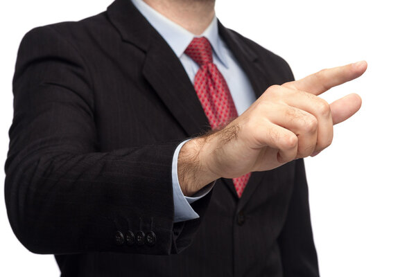 Руки в деловом костюме на ощупь
