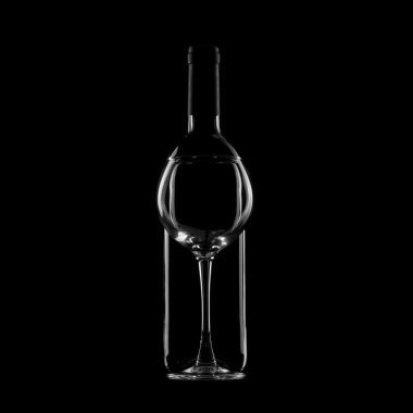 Şarap şişesi ve cam.