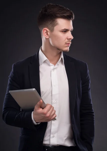 Affärsman med Tablet Computer — Stockfoto