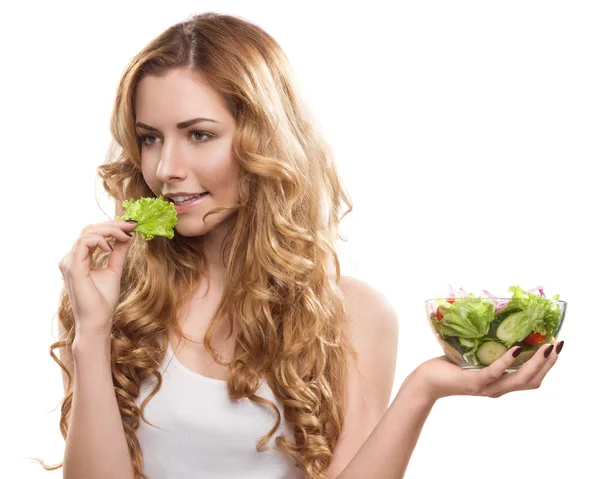 Donna con insalata — Foto Stock