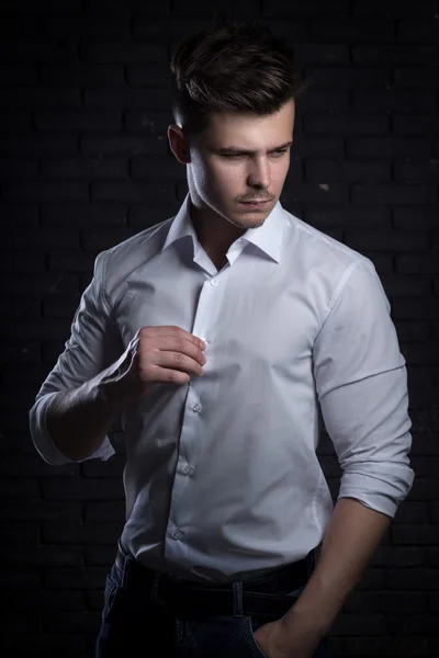 Handsome Man In White Shirt — Stock Photo, Image