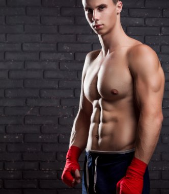 MMA Fighter With Red Bandages clipart