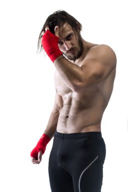 Avcı beyaz arka plan üzerinde