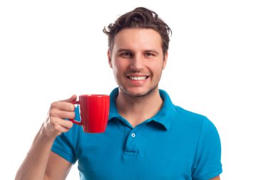 Adam kırmızı Kupası ile