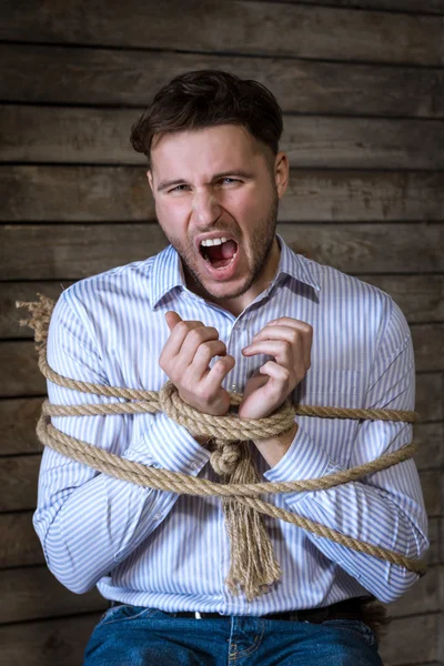 Tied With A Rope Businessman — Stock Photo, Image