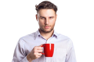 Yakışıklı işadamı kırmızı Kupası Holding