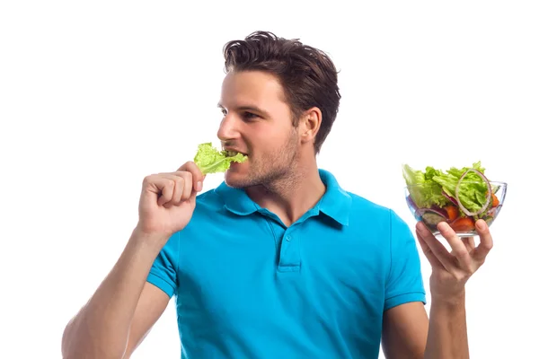 Uomo con insalata — Foto Stock