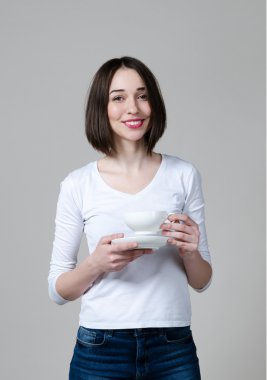 yakın portre kadar izole kadın kahve Kupası