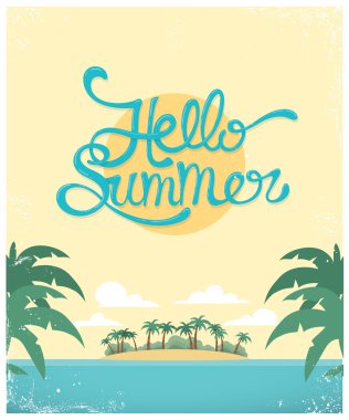 Yaz tebrik kartı tasarımı.