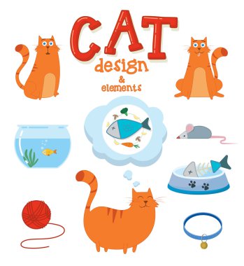 Şirin kedi tasarım elemanları ile.