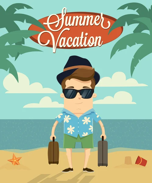 Vacaciones de verano con diseño de carácter . — Vector de stock