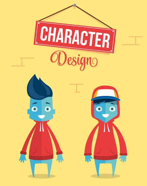 Funny Modern Young Characters Design — Stock Vector