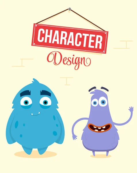 Cute Monsters Character Desig — Stock Vector