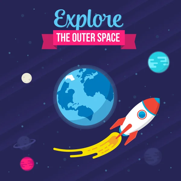 Explora el espacio exterior . — Vector de stock