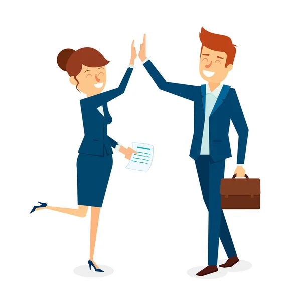 High Five Business Man and Woman — Stock Vector