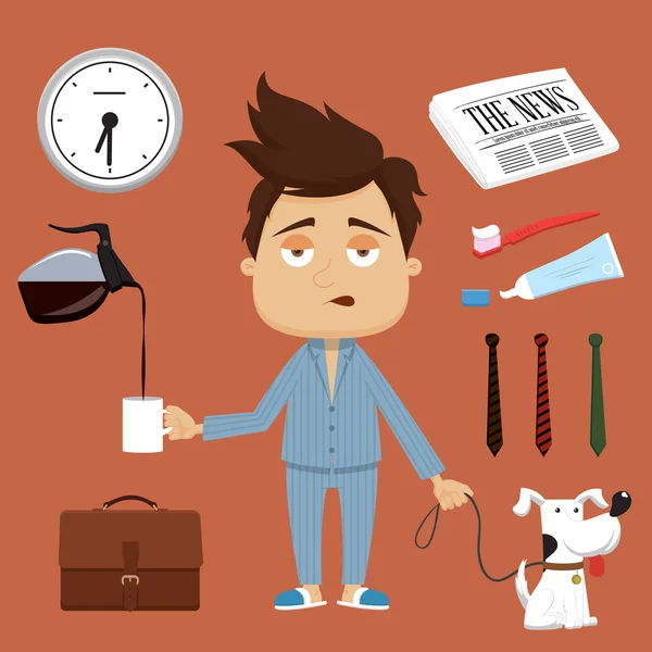 Hombre de negocios Morning Illustration . — Vector de stock