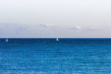 Denizde yatlar. Denizciler denizde. Denizdeki tekneler.