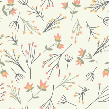 Çiçek vektör desen. Sorunsuz doodle çiçekler.