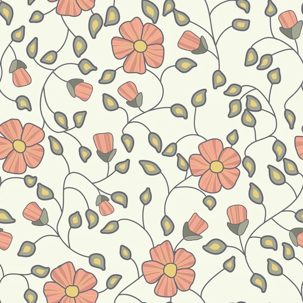 Patrón vectorial floral. Flores de garabato sin costura . — Archivo Imágenes Vectoriales