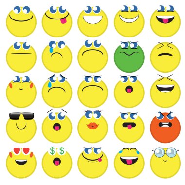 Emoji. Icon set ifadeler smile. 
