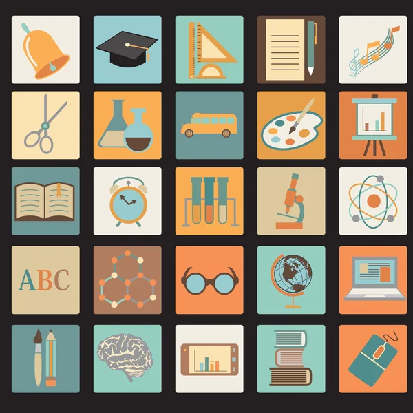 Educación Icono plano conjunto — Vector de stock