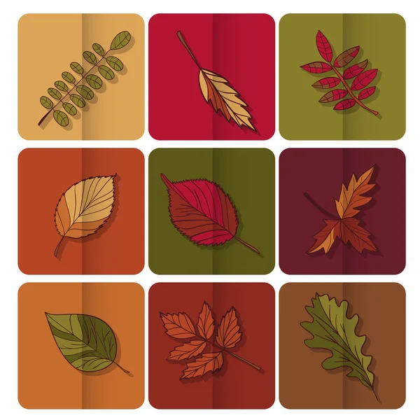 秋天的树叶图标 — 图库矢量图片