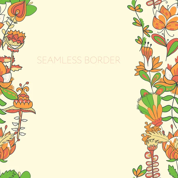 Border with abstract hand-drawn flowers — Stock Vector