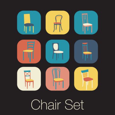 Sandalye simge seti. sembol mobilya