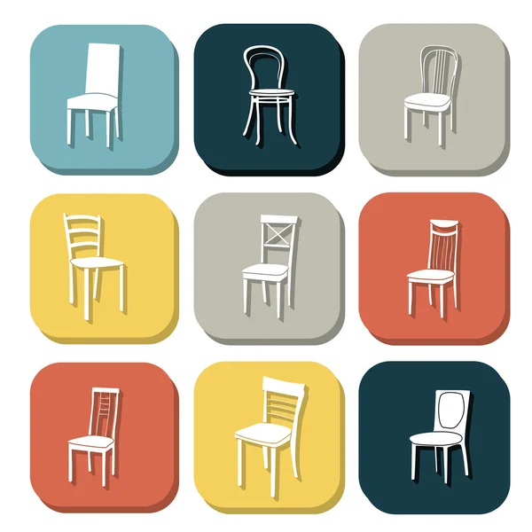 Sandalye simge seti. sembol mobilya — Stok Vektör