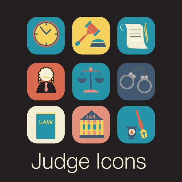 Zákon soudce ikony set, spravedlnost znamení — Stockový vektor
