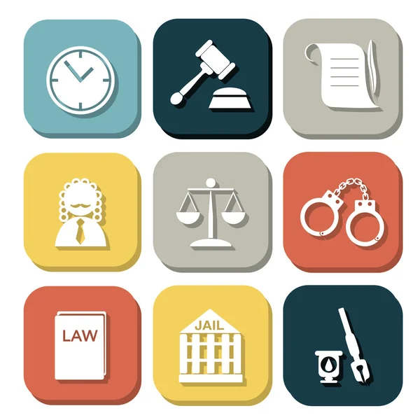 Law judge icon set, justice sign — Stock Vector