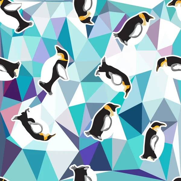 Crystal ice background with penguin. — Stock Vector