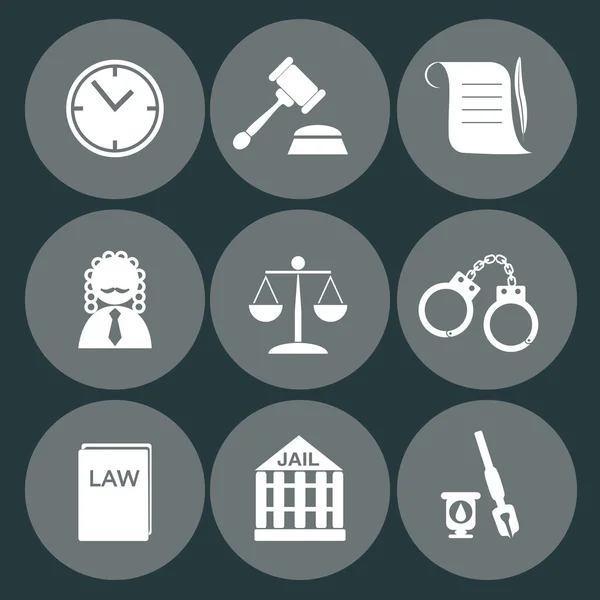 Law judge icon set, justice sign — Stock Vector