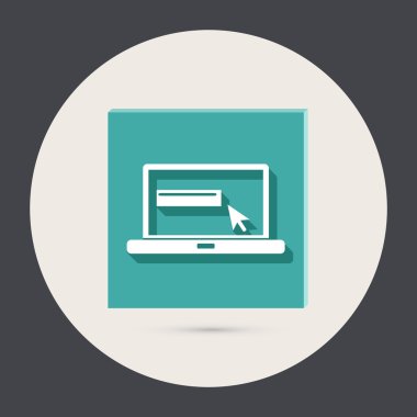 Sembol web ok simgesi ile dizüstü bilgisayar