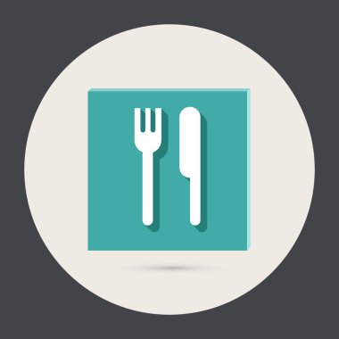 Çatal ve bıçak yuvarlak simge