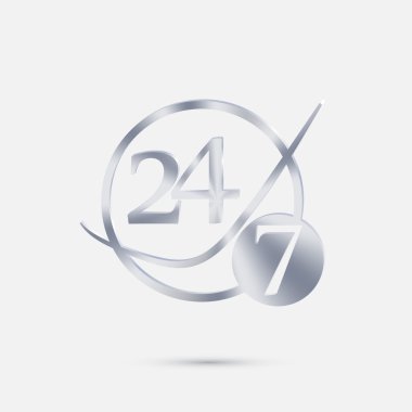 Karakter 24 7 gümüş simgesi
