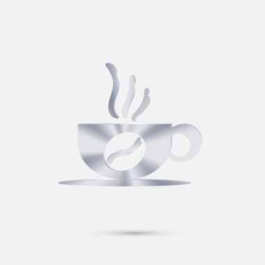 Fincan sıcak içecek gümüş simgesi