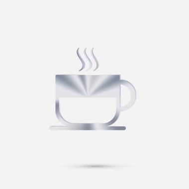 Fincan sıcak içecek gümüş simgesi