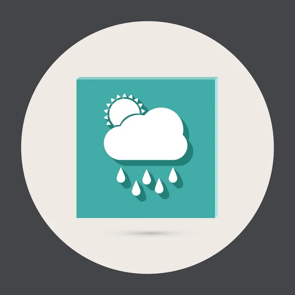 Moln regn med sol runda ikonen — Stock vektor