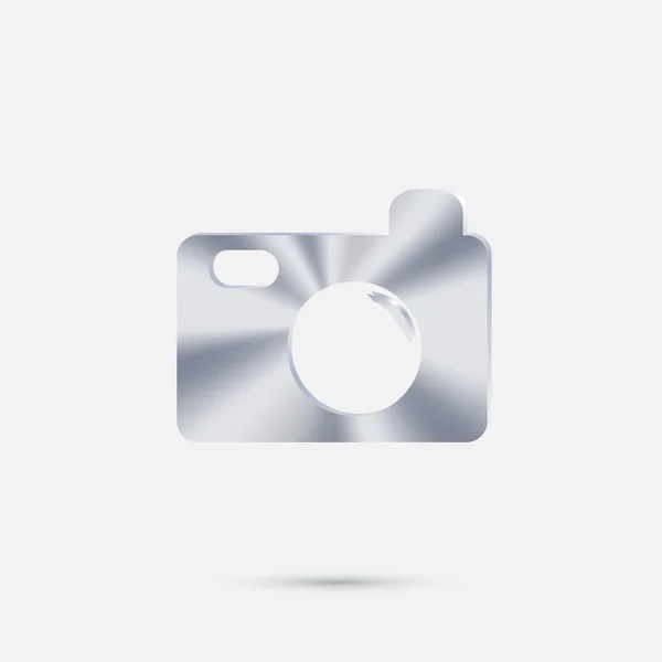 Cámara de fotos icono de plata — Vector de stock