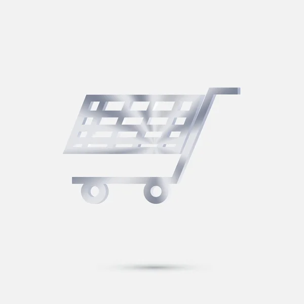 Ikona internetového obchodu stříbrný košík — Stockový vektor