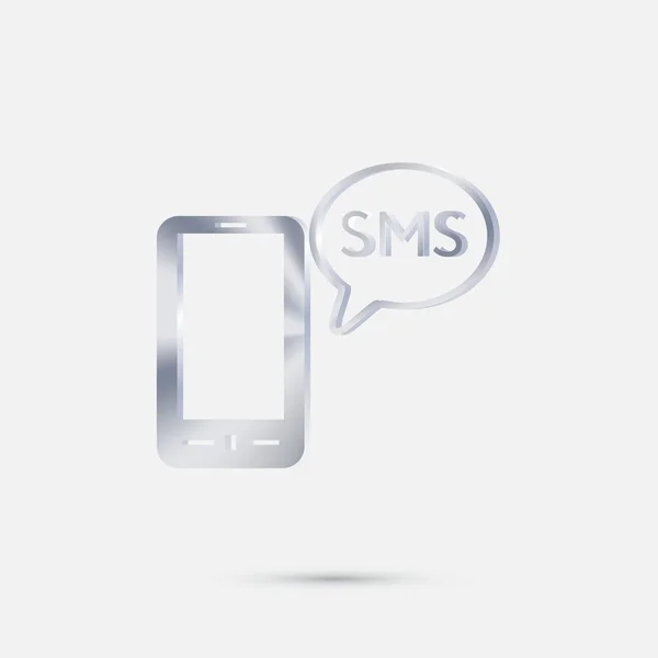 Smartphone mit SMS Cloud Silver Icon — Stockvektor