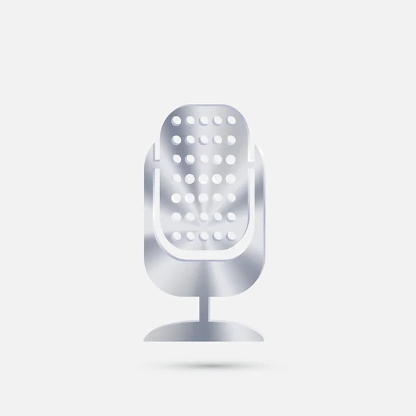Ícone de prata microfone — Vetor de Stock