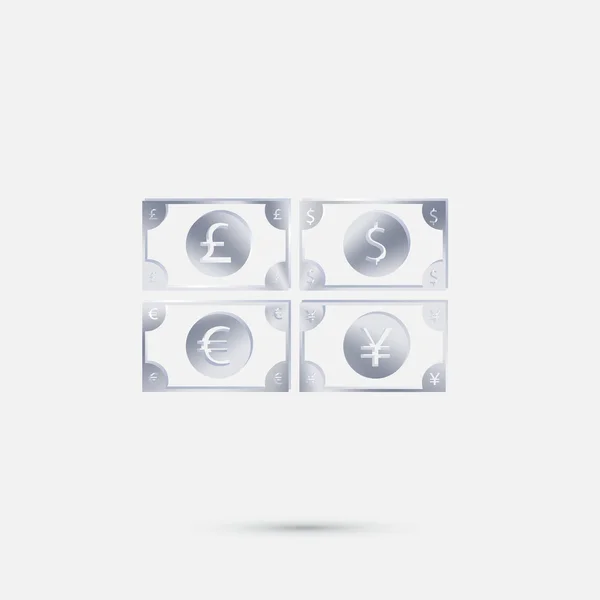 Money bill silver icon — Stock Vector