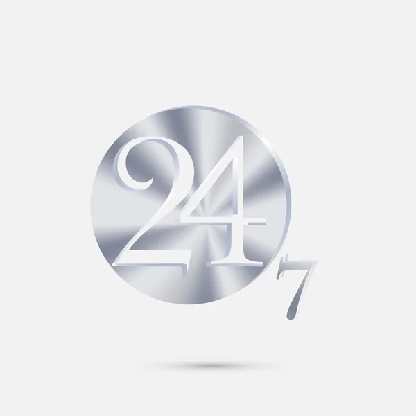 字符 24 7 银图标 — 图库矢量图片