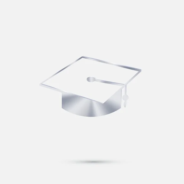 Sombrero graduado icono de plata — Vector de stock