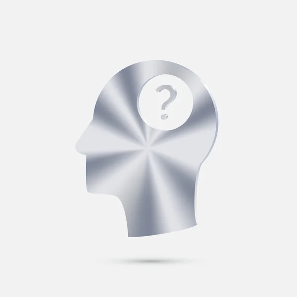 Head with a question mark silver icon — Stock Vector