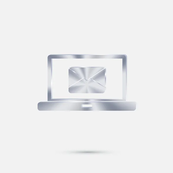 Laptop com ícone de prata envelope carta — Vetor de Stock