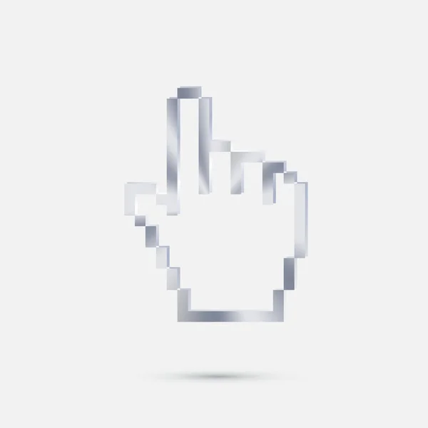 Ratón mano cursor icono de plata — Vector de stock