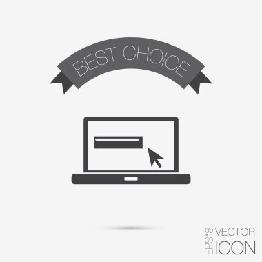 Sembol web ok simgesi ile dizüstü bilgisayar